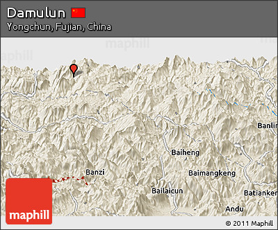 Shaded Relief Panoramic Map of Damulun