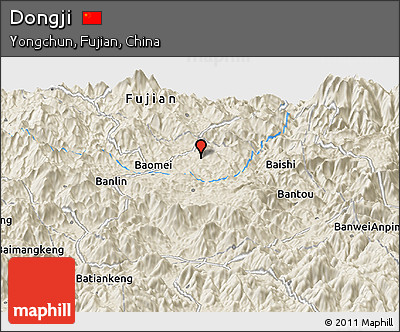 Shaded Relief Panoramic Map of Dongji