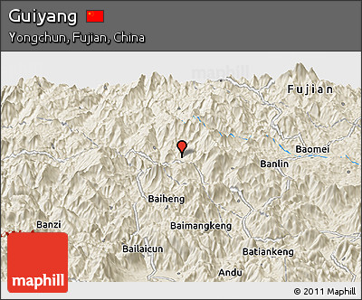 Shaded Relief Panoramic Map of Guiyang
