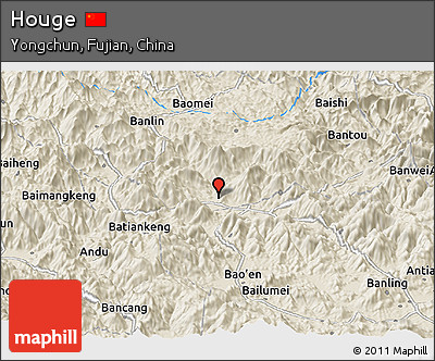 Shaded Relief Panoramic Map of Houge