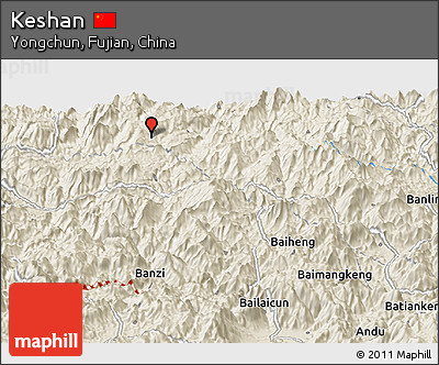 Shaded Relief Panoramic Map of Keshan