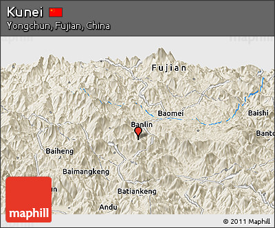 Shaded Relief Panoramic Map of Kunei