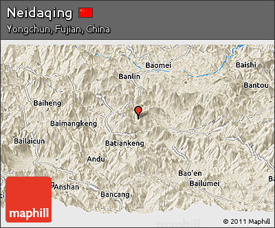 Shaded Relief Panoramic Map of Neidaqing