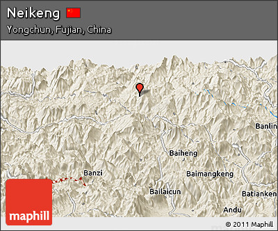 Shaded Relief Panoramic Map of Neikeng