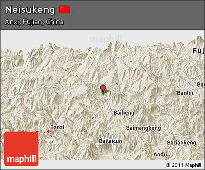 Shaded Relief Panoramic Map of Neisukeng