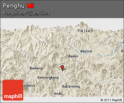 Shaded Relief Panoramic Map of Penghu