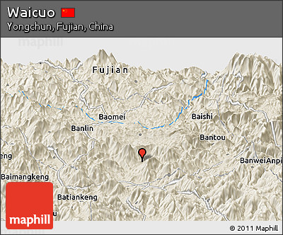 Shaded Relief Panoramic Map of Waicuo