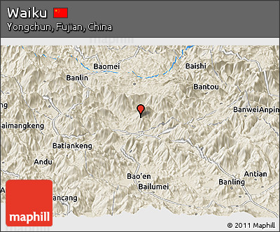 Shaded Relief Panoramic Map of Waiku