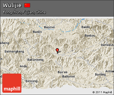 Shaded Relief Panoramic Map of Wulijie