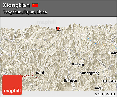 Shaded Relief Panoramic Map of Xiongtian