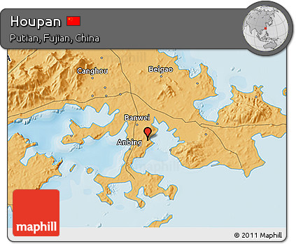 Political 3D Map of Houpan
