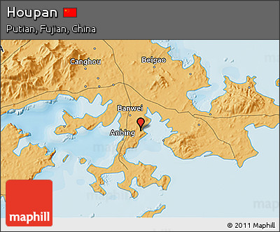 Political 3D Map of Houpan