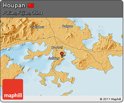 Political 3D Map of Houpan