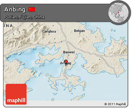 Shaded Relief 3D Map of Anbing