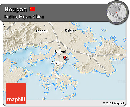Shaded Relief 3D Map of Houpan