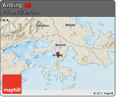 Shaded Relief 3D Map of Anbing