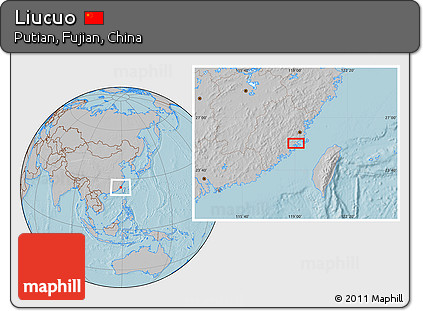 Gray Location Map of Liucuo, hill shading