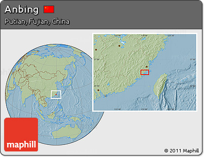 Savanna Style Location Map of Anbing, hill shading
