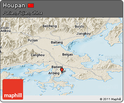 Shaded Relief Panoramic Map of Houpan