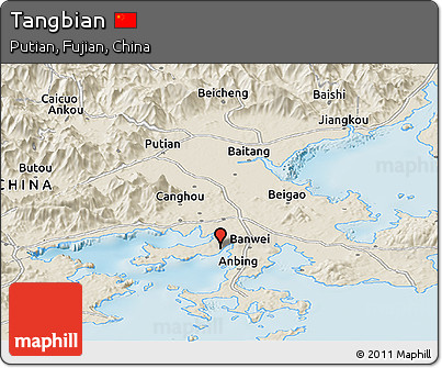 Shaded Relief Panoramic Map of Tangbian