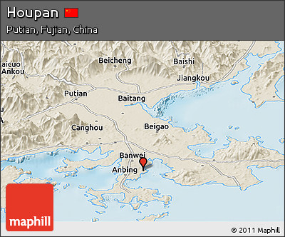 Shaded Relief Panoramic Map of Houpan