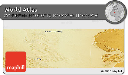 Physical Panoramic Map of the Area around 25° 22' 6" N, 11° 7' 30" E