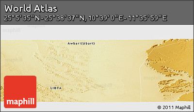 Physical Panoramic Map of the Area around 25° 22' 6" N, 11° 7' 30" E