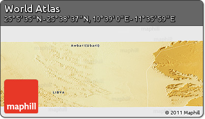 Physical Panoramic Map of the Area around 25° 22' 6" N, 11° 7' 30" E