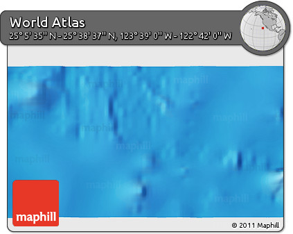 Shaded Relief 3D Map of the Area around 25° 22' 6" N, 123° 10' 30" W