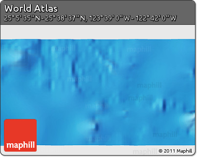 Shaded Relief 3D Map of the Area around 25° 22' 6" N, 123° 10' 30" W