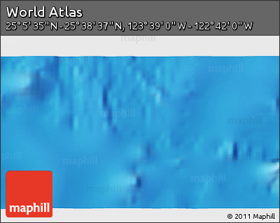 Shaded Relief 3D Map of the Area around 25° 22' 6" N, 123° 10' 30" W