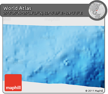 Physical 3D Map of the Area around 25° 22' 6" N, 127° 34' 30" E
