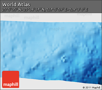 Physical 3D Map of the Area around 25° 22' 6" N, 127° 34' 30" E