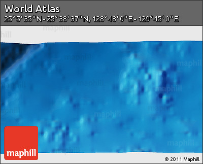 Physical 3D Map of the Area around 25° 22' 6" N, 129° 16' 30" E