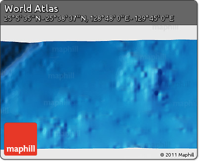 Physical 3D Map of the Area around 25° 22' 6" N, 129° 16' 30" E