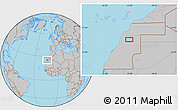 Gray Location Map of the area around 25° 22' 6" N, 13° 31' 30" W