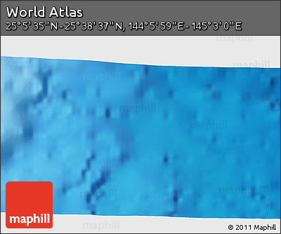 Physical 3D Map of the Area around 25° 22' 6" N, 144° 34' 29" E