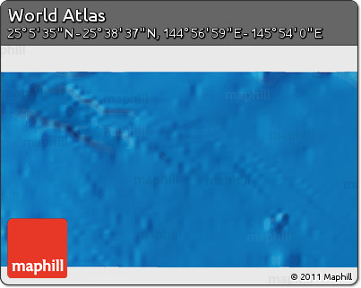 Physical 3D Map of the Area around 25° 22' 6" N, 145° 25' 30" E