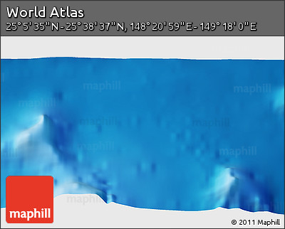 Physical 3D Map of the Area around 25° 22' 6" N, 148° 49' 29" E