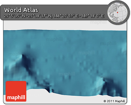 Satellite 3D Map of the Area around 25° 22' 6" N, 148° 49' 29" E