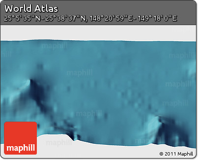 Satellite 3D Map of the Area around 25° 22' 6" N, 148° 49' 29" E