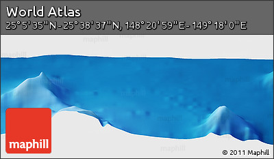Physical Panoramic Map of the Area around 25° 22' 6" N, 148° 49' 29" E