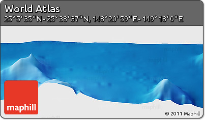 Physical Panoramic Map of the Area around 25° 22' 6" N, 148° 49' 29" E