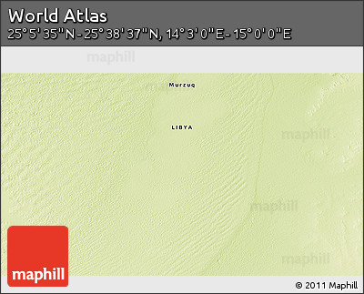 Physical 3D Map of the Area around 25° 22' 6" N, 14° 31' 30" E