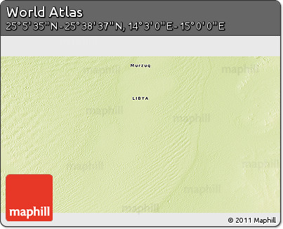 Physical 3D Map of the Area around 25° 22' 6" N, 14° 31' 30" E