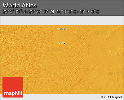 Political 3D Map of the Area around 25° 22' 6" N, 14° 31' 30" E