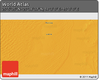 Political 3D Map of the Area around 25° 22' 6" N, 14° 31' 30" E