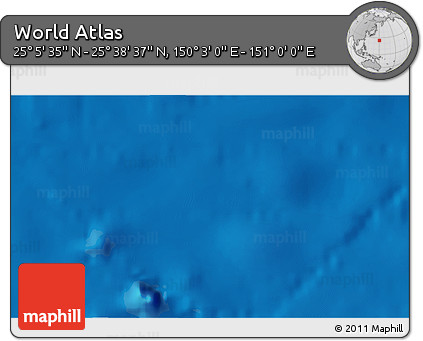 Physical 3D Map of the Area around 25° 22' 6" N, 150° 31' 30" E