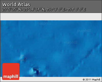 Physical 3D Map of the Area around 25° 22' 6" N, 150° 31' 30" E