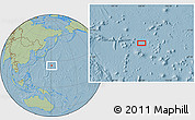 Savanna Style Location Map of the area around 25° 22' 6" N, 150° 31' 30" E, hill shading